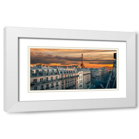 Morning in Paris White Modern Wood Framed Art Print with Double Matting by Pangea Images