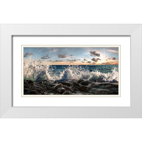 Waves crashing, Point Reyes, California (detail) White Modern Wood Framed Art Print with Double Matting by Pangea Images