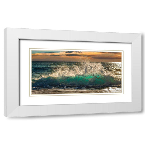 Wave crashing on the beach, Kauai Island, Hawaii (detail) White Modern Wood Framed Art Print with Double Matting by Pangea Images