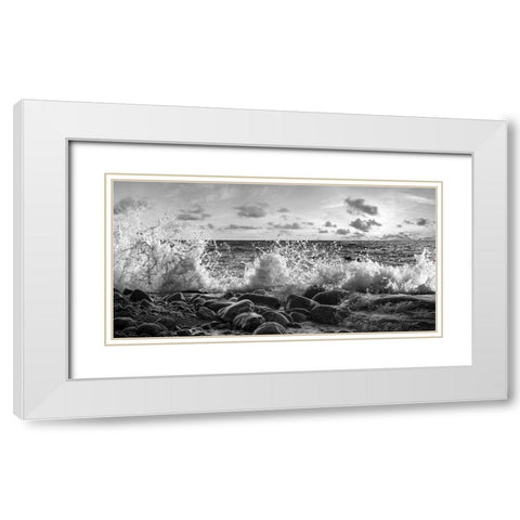Waves crashing, Point Reyes, California (detail, BW) White Modern Wood Framed Art Print with Double Matting by Pangea Images