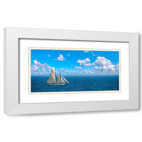 Ocean Sailing White Modern Wood Framed Art Print with Double Matting by Pangea Images