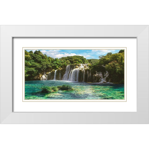 Waterfall in Krka National Park, Croatia White Modern Wood Framed Art Print with Double Matting by Pangea Images