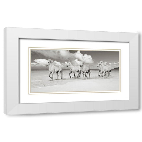 Band of Brothers- Lanikai Beach- Hawaii (BW) White Modern Wood Framed Art Print with Double Matting by Pangea Images