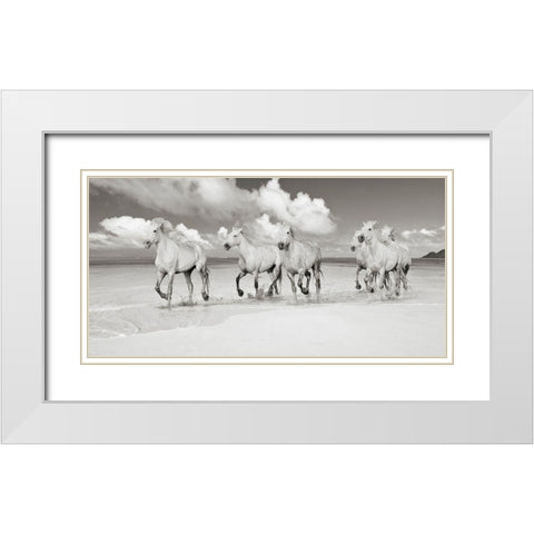 Band of Brothers- Lanikai Beach- Hawaii (BW) White Modern Wood Framed Art Print with Double Matting by Pangea Images