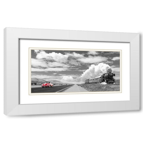 Interstate 59 - red White Modern Wood Framed Art Print with Double Matting by Gasoline Images