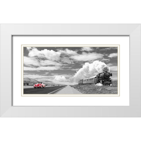 Interstate 59 - red White Modern Wood Framed Art Print with Double Matting by Gasoline Images