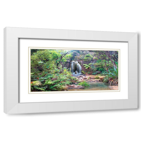 Rainforest waterfall White Modern Wood Framed Art Print with Double Matting by Pangea Images