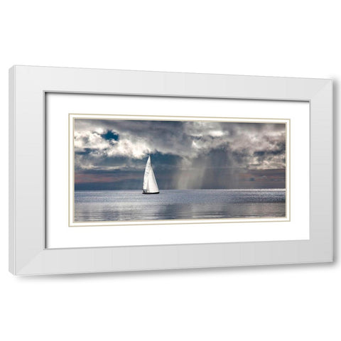 Sailing on a Silver Sea White Modern Wood Framed Art Print with Double Matting by Pangea Images