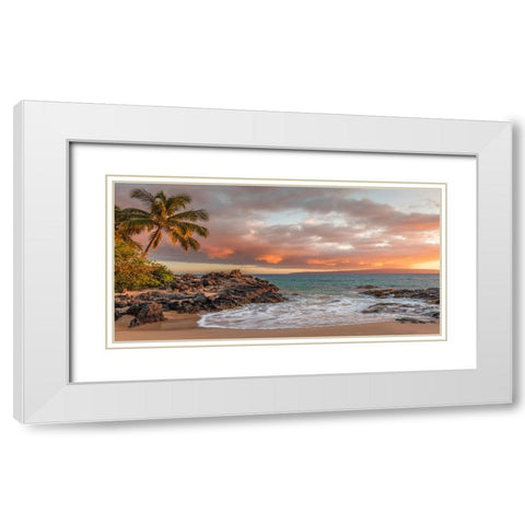 Sunset on a Tropical Beach White Modern Wood Framed Art Print with Double Matting by Pangea Images
