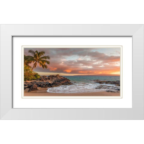 Sunset on a Tropical Beach White Modern Wood Framed Art Print with Double Matting by Pangea Images