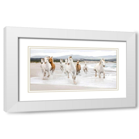 Horses on the beach White Modern Wood Framed Art Print with Double Matting by Zero Creative STUDIO