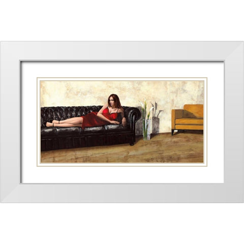 The Black Sofa White Modern Wood Framed Art Print with Double Matting by Antinori, Andrea