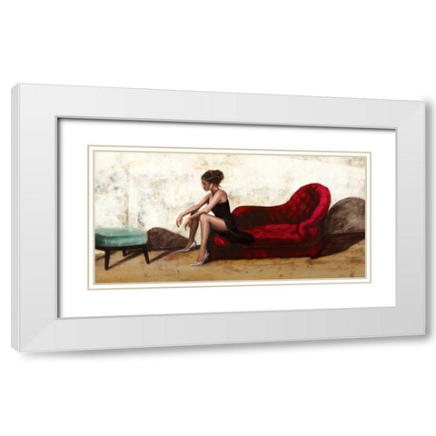 The Red Sofa White Modern Wood Framed Art Print with Double Matting by Antinori, Andrea