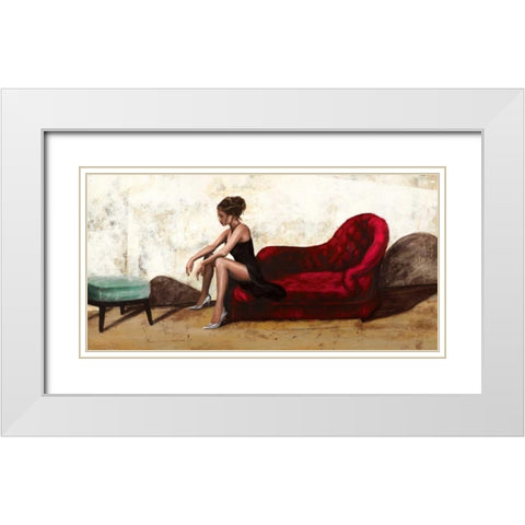 The Red Sofa White Modern Wood Framed Art Print with Double Matting by Antinori, Andrea