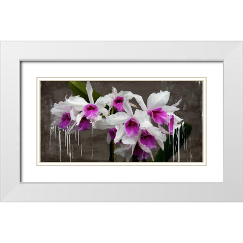 Orchid blackboard White Modern Wood Framed Art Print with Double Matting by Vinci, Alex