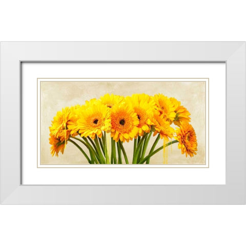 Gerbera Abstraction White Modern Wood Framed Art Print with Double Matting by Vinci, Alex