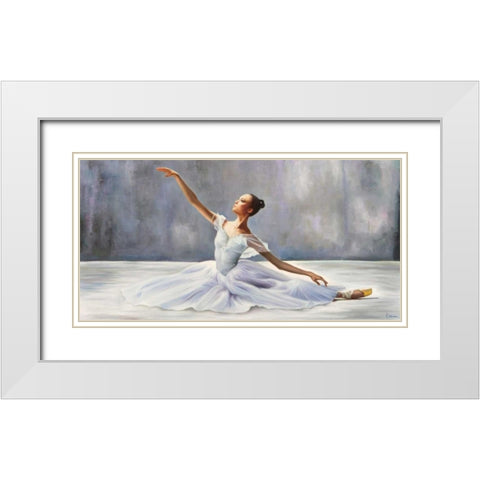 Ballerina White Modern Wood Framed Art Print with Double Matting by Benson, Pierre