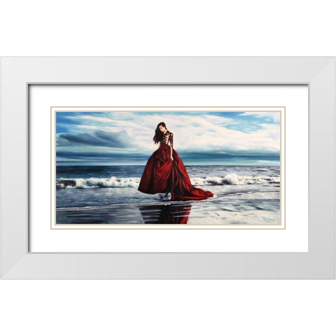 On the Seashore White Modern Wood Framed Art Print with Double Matting by Benson, Pierre