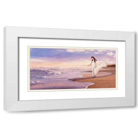 Ocean Waves White Modern Wood Framed Art Print with Double Matting by Benson, Pierre