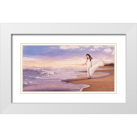 Ocean Waves White Modern Wood Framed Art Print with Double Matting by Benson, Pierre