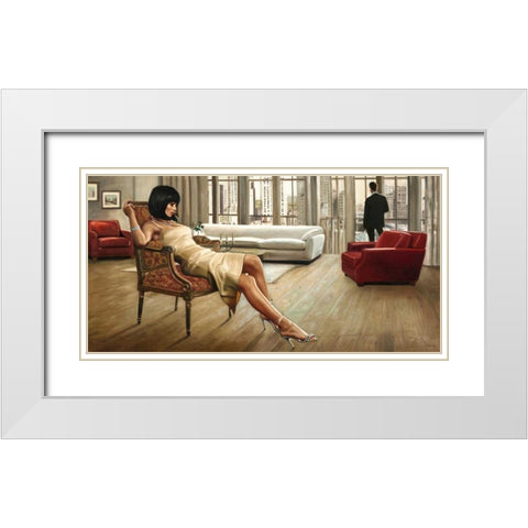 Lovers Nest White Modern Wood Framed Art Print with Double Matting by Benson, Pierre