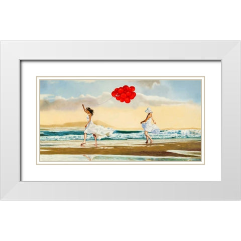Collecting waves White Modern Wood Framed Art Print with Double Matting by Benson, Pierre