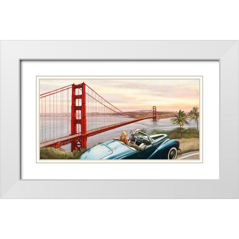 Golden Gate View White Modern Wood Framed Art Print with Double Matting by Benson, Pierre