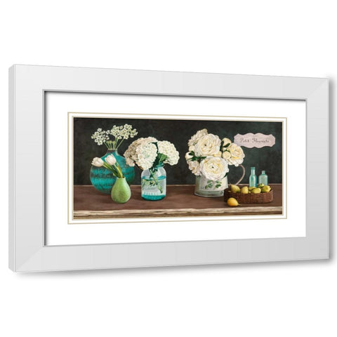 Petit Fleuriste White Modern Wood Framed Art Print with Double Matting by Benson, Pierre