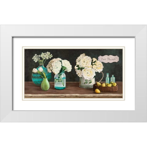 Petit Fleuriste White Modern Wood Framed Art Print with Double Matting by Benson, Pierre