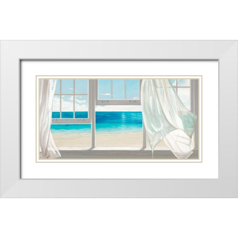 Emerald Seascape White Modern Wood Framed Art Print with Double Matting by Benson, Pierre
