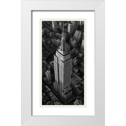 Empire State Building NYC White Modern Wood Framed Art Print with Double Matting by Davidson, Cameron