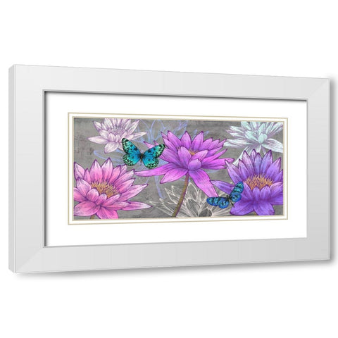 Nympheas and Butterflies (Ash) White Modern Wood Framed Art Print with Double Matting by Grant, Eve C.