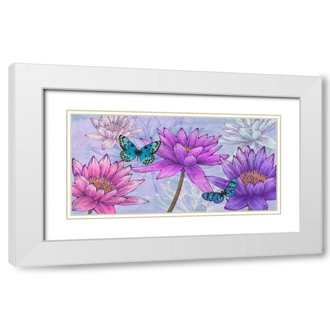 Nympheas and Butterflies White Modern Wood Framed Art Print with Double Matting by Grant, Eve C.