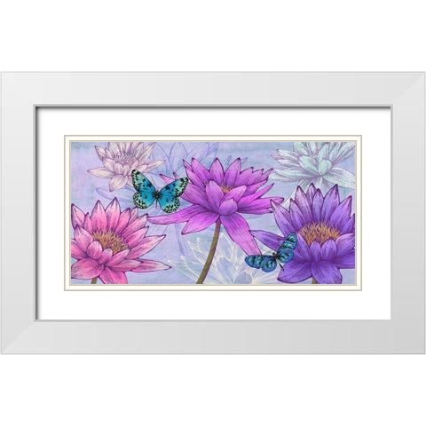 Nympheas and Butterflies White Modern Wood Framed Art Print with Double Matting by Grant, Eve C.