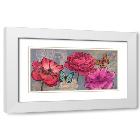 Roses and Butterflies (Ash) White Modern Wood Framed Art Print with Double Matting by Grant, Eve C.