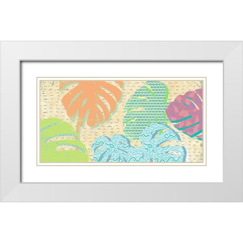 Leaves DÃ©cor White Modern Wood Framed Art Print with Double Matting by Grant, Eve C.