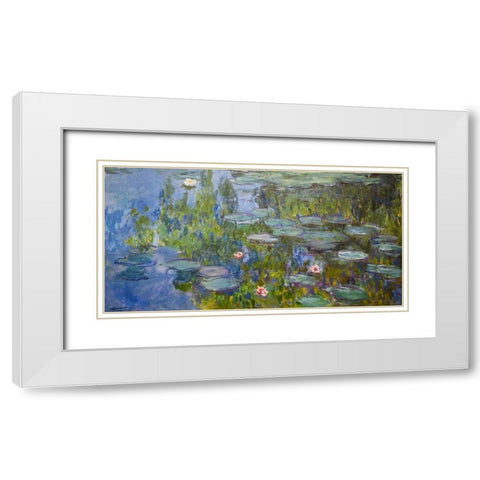 Water Lilies White Modern Wood Framed Art Print with Double Matting by Monet, Claude