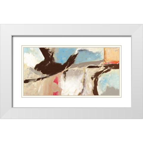 Aqua and Greige White Modern Wood Framed Art Print with Double Matting by Olin, Chaz