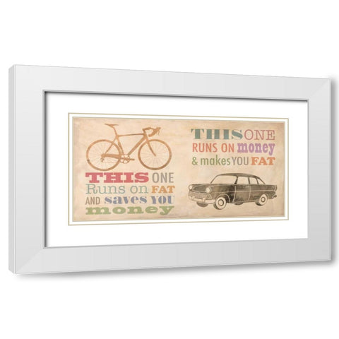 Bike vs Car White Modern Wood Framed Art Print with Double Matting by Teller, Skip