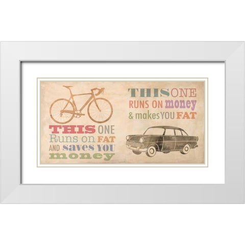 Bike vs Car White Modern Wood Framed Art Print with Double Matting by Teller, Skip