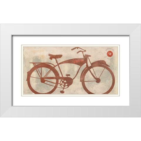 Vintage Bike White Modern Wood Framed Art Print with Double Matting by Teller, Skip