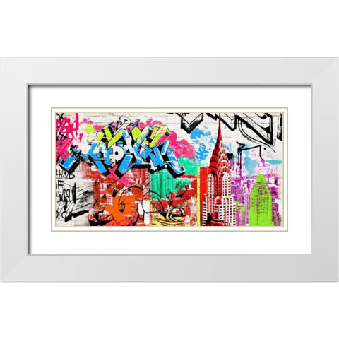 Pop Manhattan White Modern Wood Framed Art Print with Double Matting by Teller, Skip