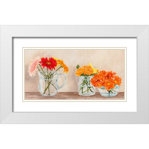Fleurs et Vases Jaune White Modern Wood Framed Art Print with Double Matting by Dellal, Remy