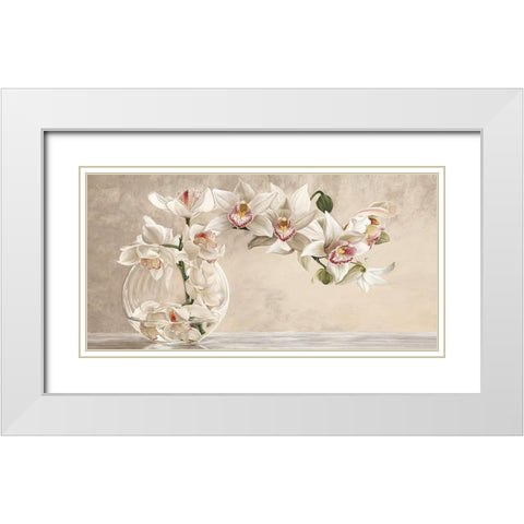 Orchid Arrangement I White Modern Wood Framed Art Print with Double Matting by Dellal, Remy