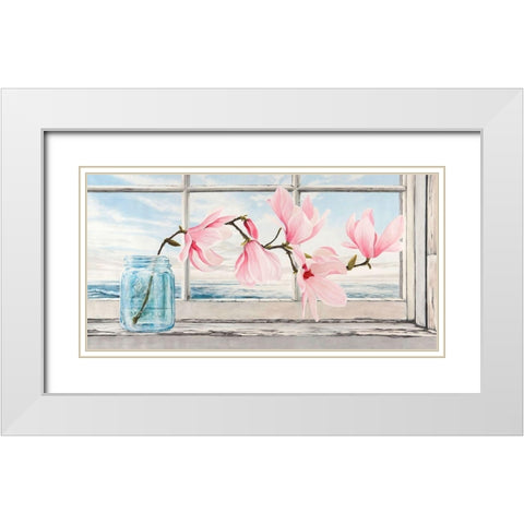 Magnolia White Modern Wood Framed Art Print with Double Matting by Dellal, Remy
