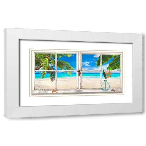 Horizon tropical White Modern Wood Framed Art Print with Double Matting by Dellal, Remy