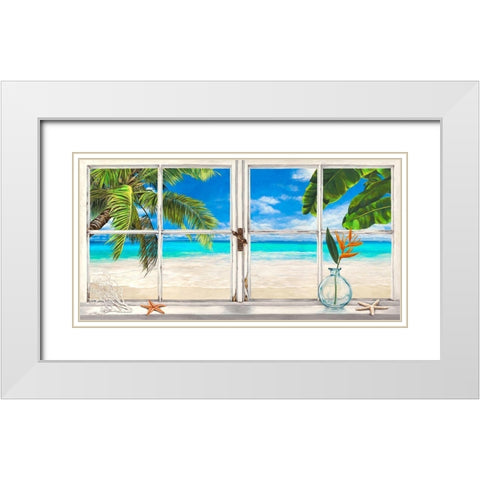 Horizon tropical White Modern Wood Framed Art Print with Double Matting by Dellal, Remy