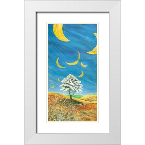 Lune cadenti White Modern Wood Framed Art Print with Double Matting by Larotonda, Donato