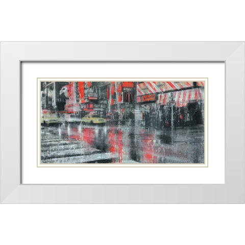 Times Square 2 White Modern Wood Framed Art Print with Double Matting by Moschetta, Dario