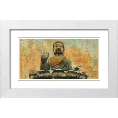 Buddha the Enlightened White Modern Wood Framed Art Print with Double Matting by Moschetta, Dario